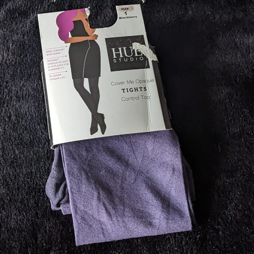 NWT Hue Studio Navy Control Top Tights 1